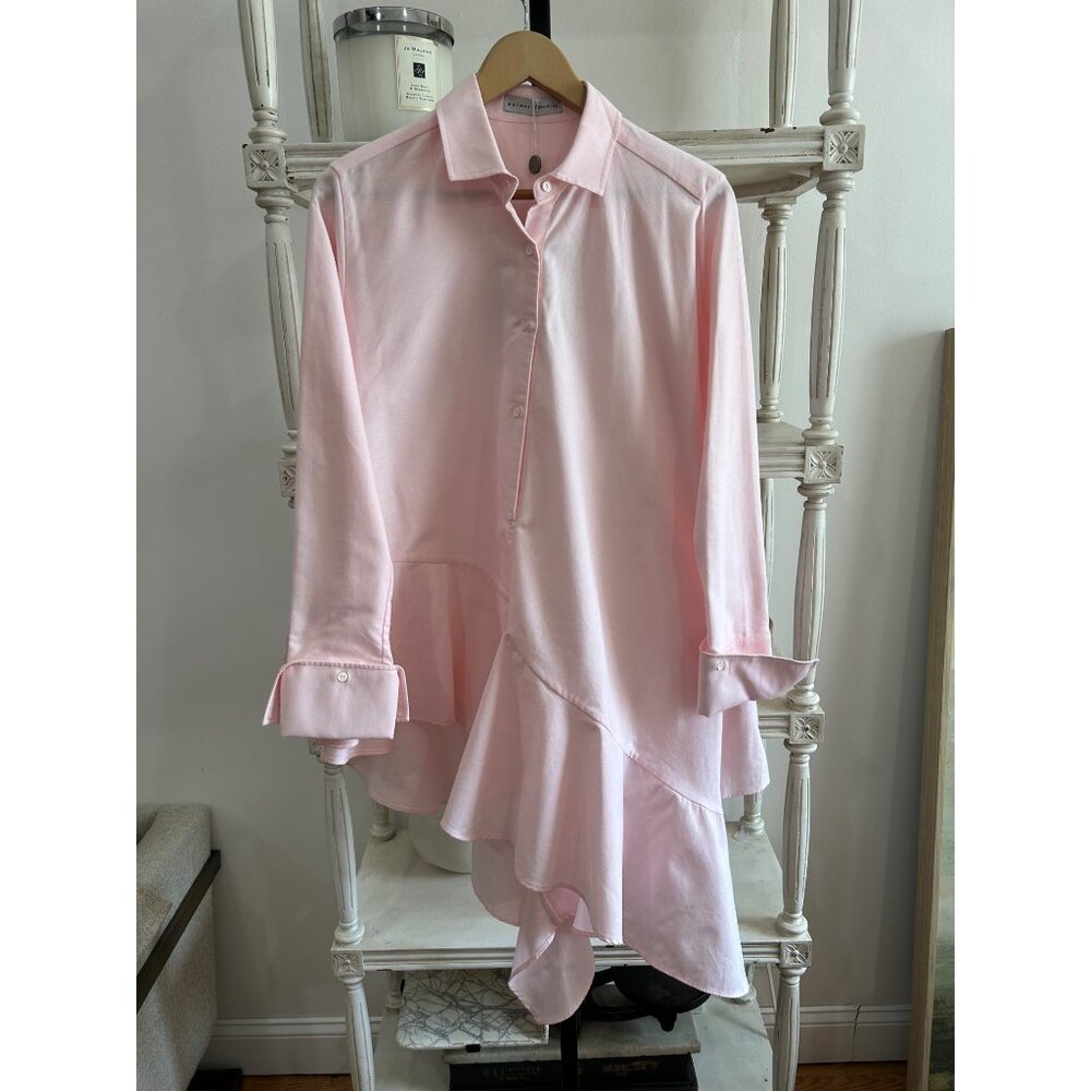 Palmer//Harding Flounce Hem Loose Shirt in Pink Oxford Size UK 12 US 8